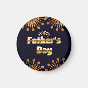 Happy Father's Day Bold Gold 3D Text Design Magnet