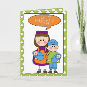 happy father's day (boy/girl/boy twins) card