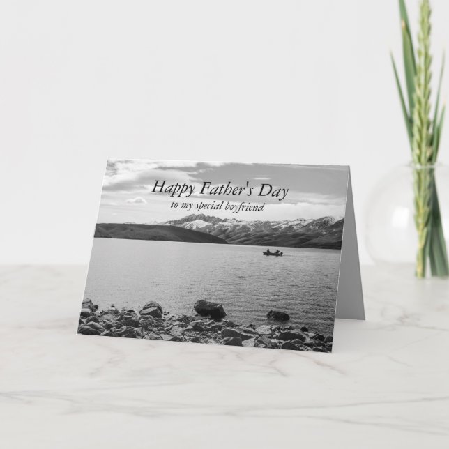 Happy Father's Day Boyfriend Lake Fishing Boat Card (Front)