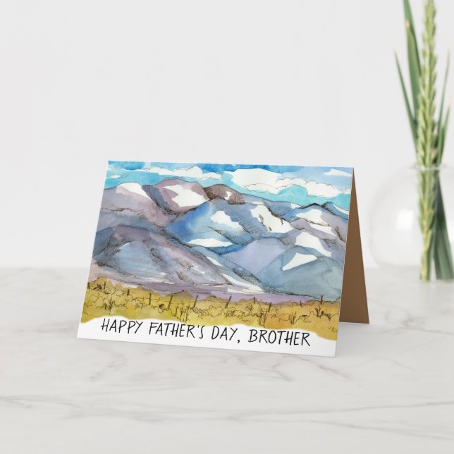 Happy Father's Day Brother Desert Mountain Range  Holiday Card (Front)