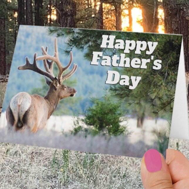 Happy Father's Day Bull Elk Photo Template Card (Creator Uploaded)