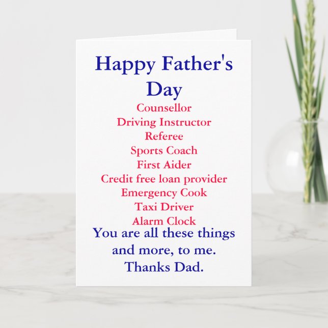Happy Father's Day, Card (Front)
