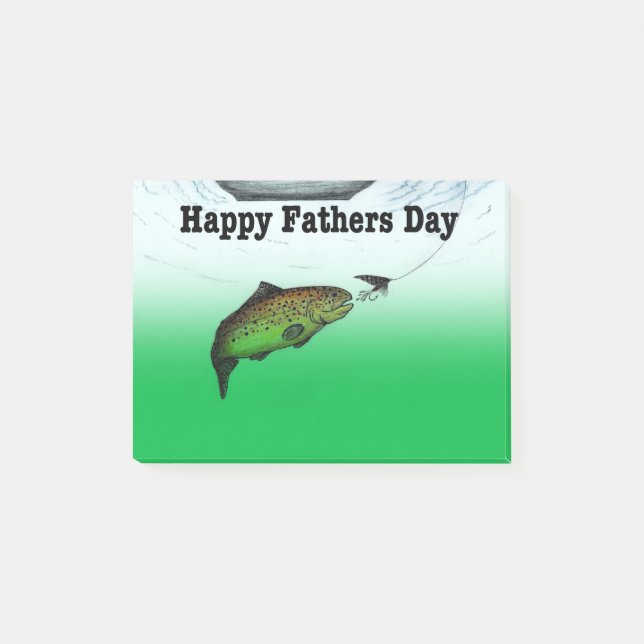 Happy Fathers Day Card fishing boating Post-it Notes (Front)