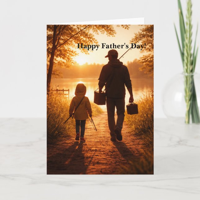 Happy Fathers Day Card - Sunrise Fishing image (Front)