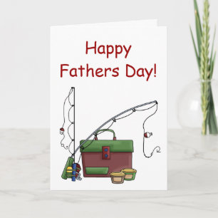 Happy Fathers day card with fishing gear