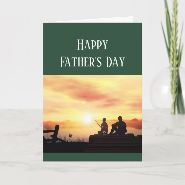 Happy Father's Day Cars Fishing Fisherman Fish Car Card (Front)
