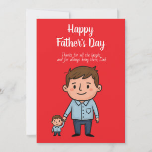 Happy Father's Day Cartoon Dad & Son Holiday Card