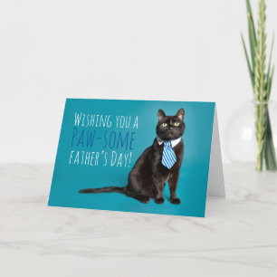 Happy Father's Day Cat in Tie Humour  Holiday Card