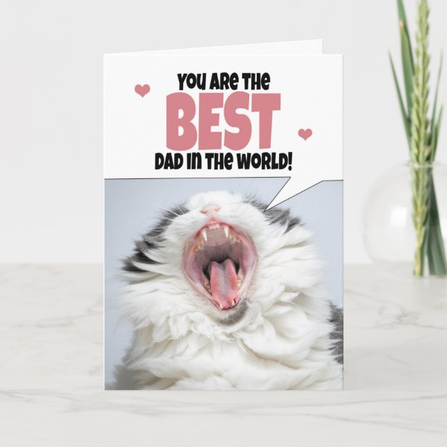 Happy Father's Day Cat Shouting Humour  Holiday Card (Front)
