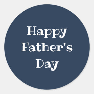 Happy Father's Day Classic Navy Blue Simple Round Sticker