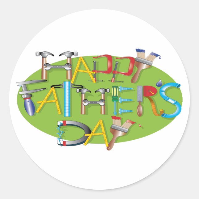 Happy Fathers Day Classic Round Sticker (Front)