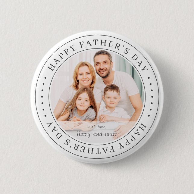 Happy Father's Day Classic Simple Photo 6 Cm Round Badge (Front)