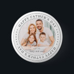 Happy Father's Day Classic Simple Photo 6 Cm Round Badge<br><div class="desc">This simple and classic design is composed of serif typography and add a custom photo.</div>