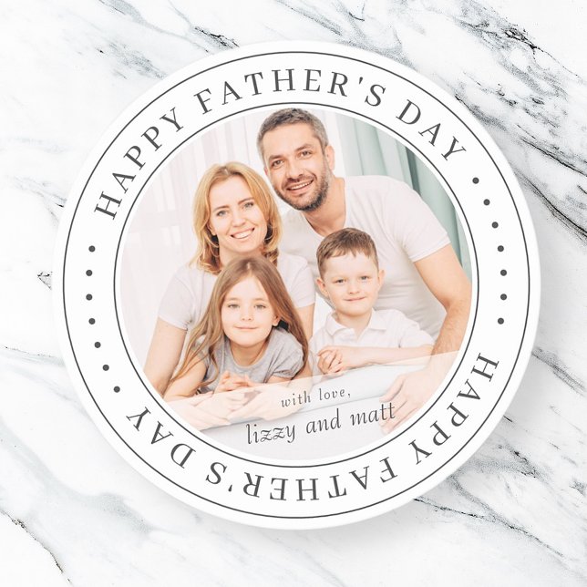 Happy Father's Day Classic Simple Photo Classic Round Sticker (Creator Uploaded)