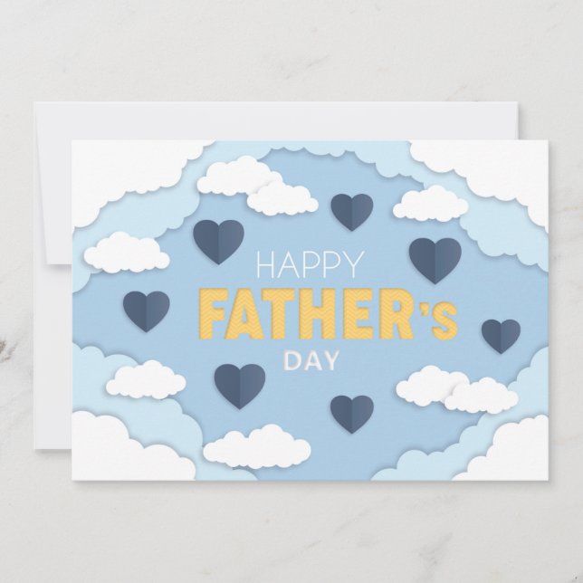 Happy Father's Day clouds and hearts Card (Front)