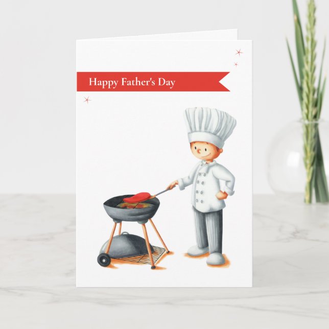 Happy Father's Day Cook doing a Barbecue Card (Front)