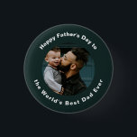Happy Father's Day | Custom photo and Text Cute 3 Cm Round Badge<br><div class="desc">Happy Father's Day | Custom photo and Text Green Classic button</div>