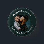 Happy Father's Day | Custom photo and Text Cute 3 Cm Round Badge<br><div class="desc">Happy Father's Day | Custom photo and Text Green Classic button</div>