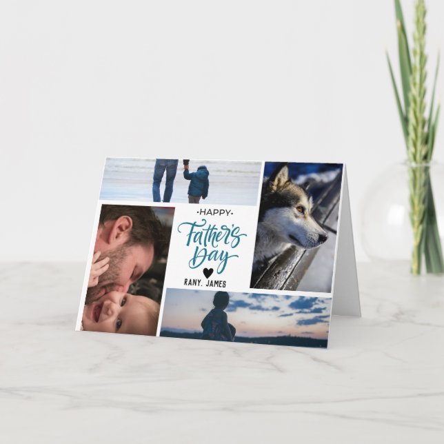 Happy Father's Day Custom Photo Collage Card (Front)