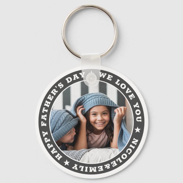 Happy Father's Day Custom Photo Keepsake Key Ring (Front)