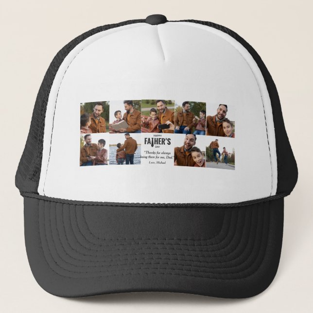 Happy Father's Day Custom Photo Trucker Hat (Front)