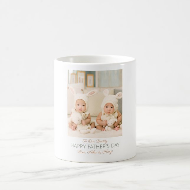 Happy Father's Day Custom Photo Twins Coffee Mug (Center)