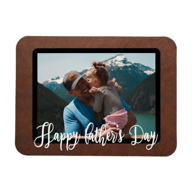Happy Father's Day Custom Single Photo Magnet (Horizontal)