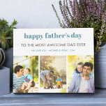 Happy Fathers Day Custom Wishes and 3 Photo Canvas Print<br><div class="desc">Stylish and personalised wrapped canvas for father's day. The photo template is set up for you to add 3 of your favourite photos and you can also edit as much of the text as you wish. The wording currently reads "happy father's day to the most awesome dad ever - we...</div>