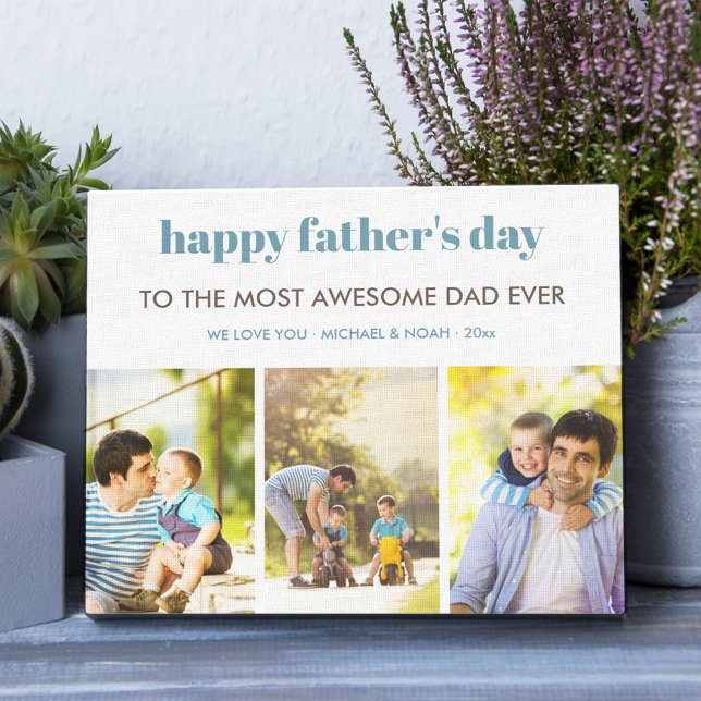 Happy Fathers Day Custom Wishes and 3 Photo Canvas Print (Creator Uploaded)