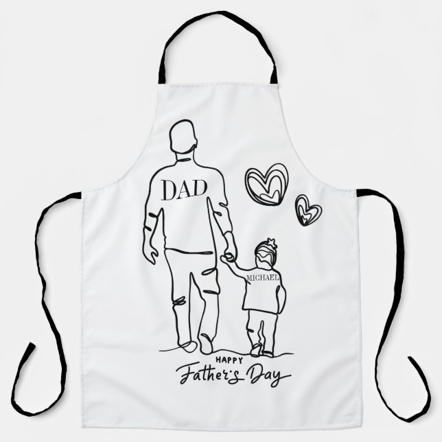 HAPPY FATHER'S DAY CUSTOMIZE NAME MINIMALIST  APRON (Front)