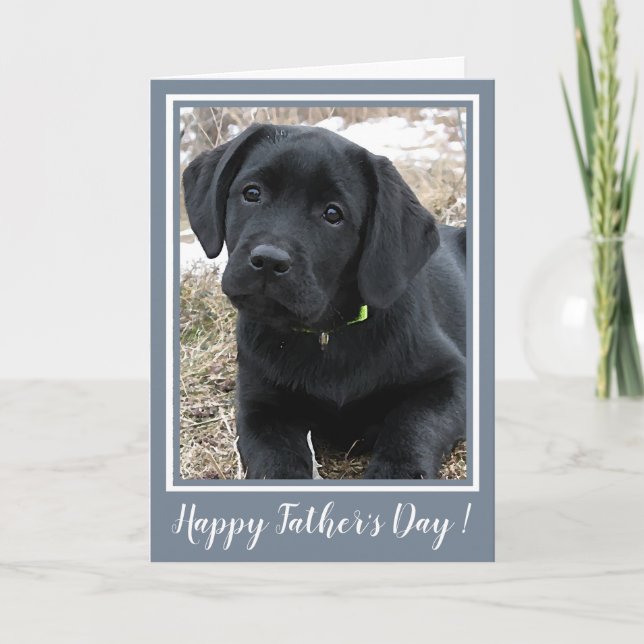 Happy Father's Day - Cute Black Labrador Puppy Dog Card (Front)