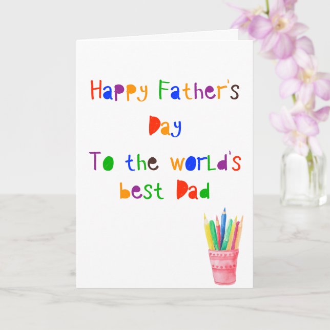 Happy Father's Day Cute From Kids Colours Card (Orchid)