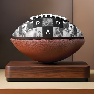 Happy Fathers Day Dad Black & White Photo Grid Football