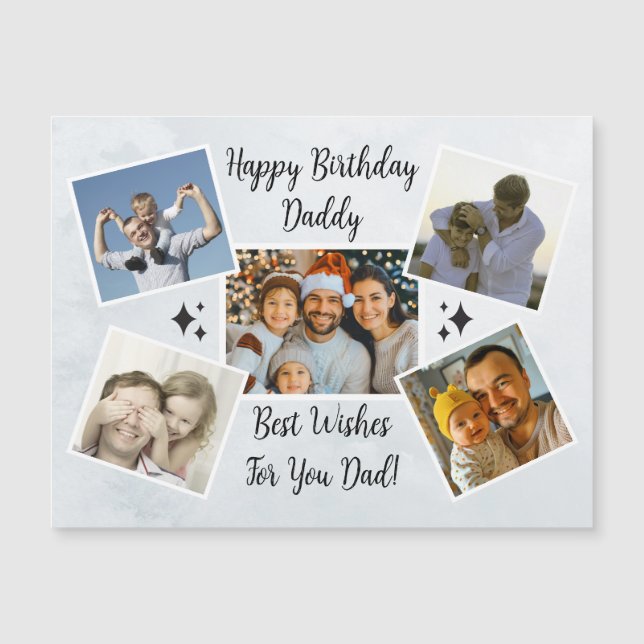 Happy Fathers Day Dad Custom 5 Photo Collage Card (Front)