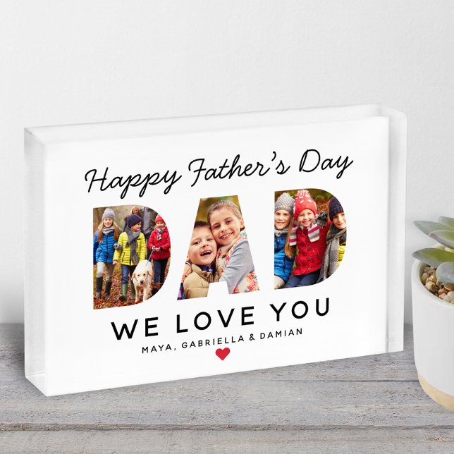 Happy Fathers Day Dad Custom Collage Photo Block (Creator Uploaded)