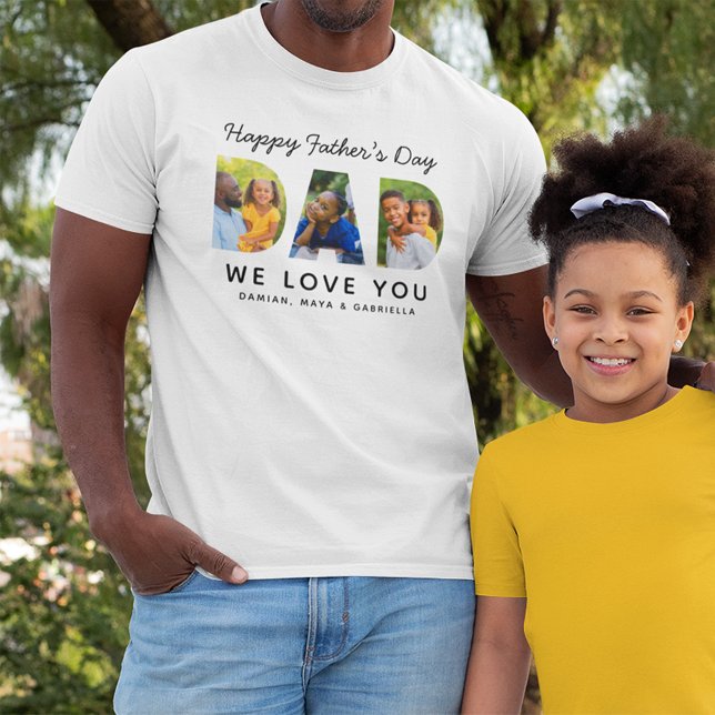 Happy Fathers Day Dad Custom Family Photo Collage T-Shirt (Creator Uploaded)