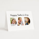 Happy Fathers Day Dad Custom Photo Collage Card<br><div class="desc">Create a stylish and memorable card for Dad this Father's Day! This custom folded greeting card features a collage of three favourite family pictures of the kids designed as a modern and bold sans serif typography design. Personalise the custom text on the inside of the card with the names of...</div>