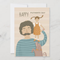 Happy fathers day. Dad daughter and cute funny dog