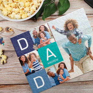 Happy Father's Day Dad, Family Photo Collage Jigsaw Puzzle