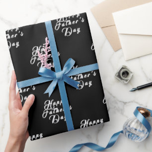 Happy Father's Day Dad Grandpa Black Modern Wrapping Paper