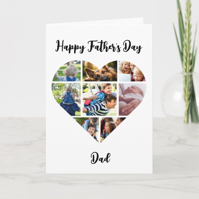 Happy Father's Day Dad Heart Shaped Photo Card (Front)