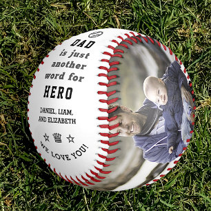 Happy Father's Day Dad Hero Photo Collage + Names Baseball
