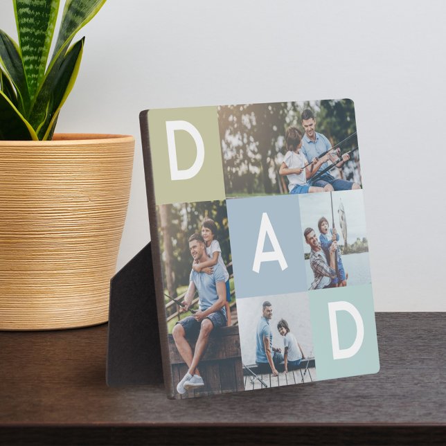 Happy Fathers Day Dad Modern Multi Photo Grid Plaque (Creator Uploaded)