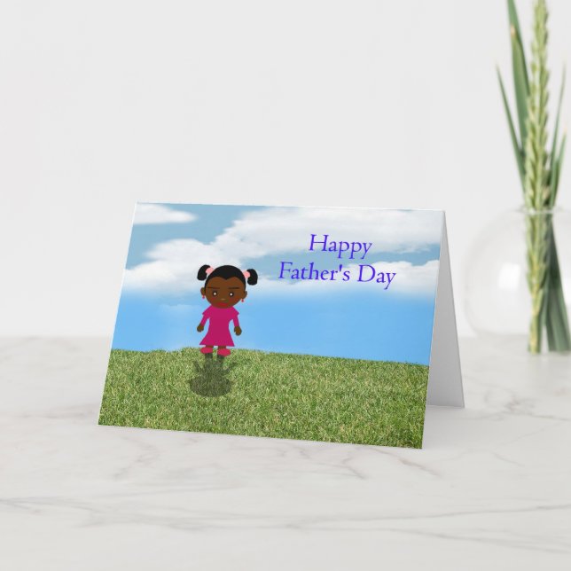 Happy Father's Day Dad with African American girl Card (Front)