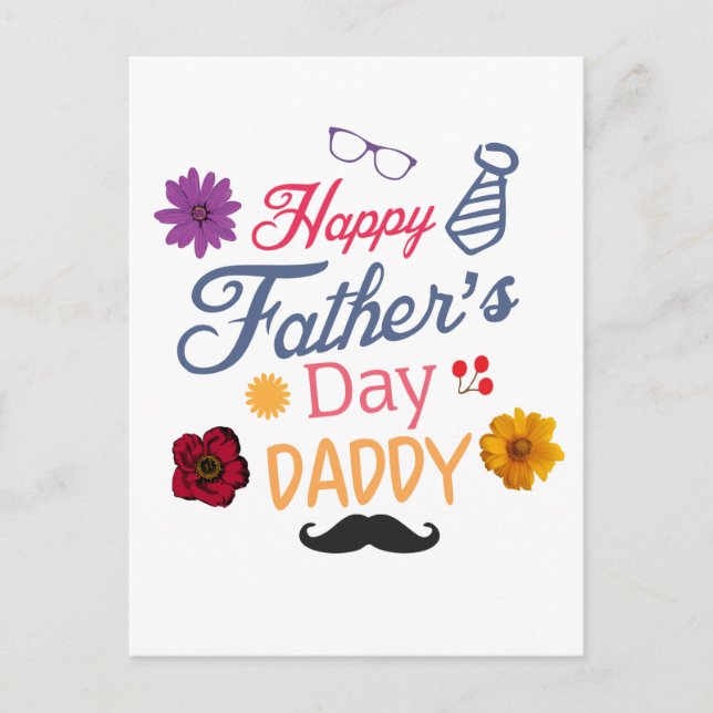 Happy Father's Day Daddy Nice Doodle Design Postcard (Front)