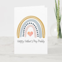 Happy Father's Day Daddy Watercolor Rainbow Hearts