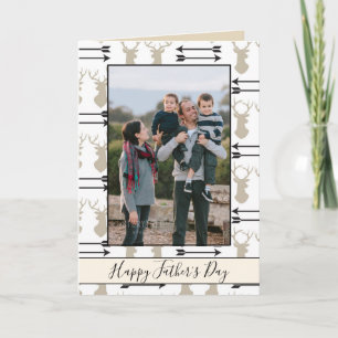 Happy Father's Day Deer Head and Arrows Photo Card