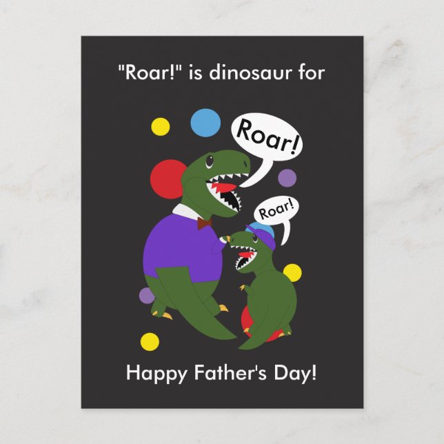 Happy Fathers Day Dinosaur From Son Personalise Postcard (Front)