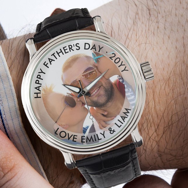 Happy Fathers Day Editable Year Personalised Photo Watch (Creator Uploaded)
