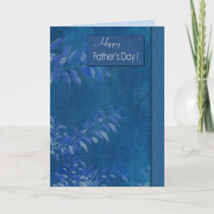 Happy Father's Day. Elegant Blue Leaf Pattern Card